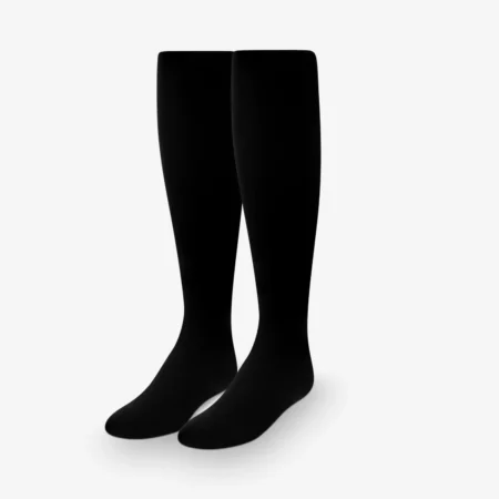 A pair of black Mod&Tone microfiber opaque tights on a white background.