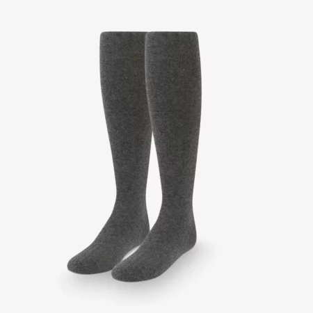 A pair of grey socks on a white background.